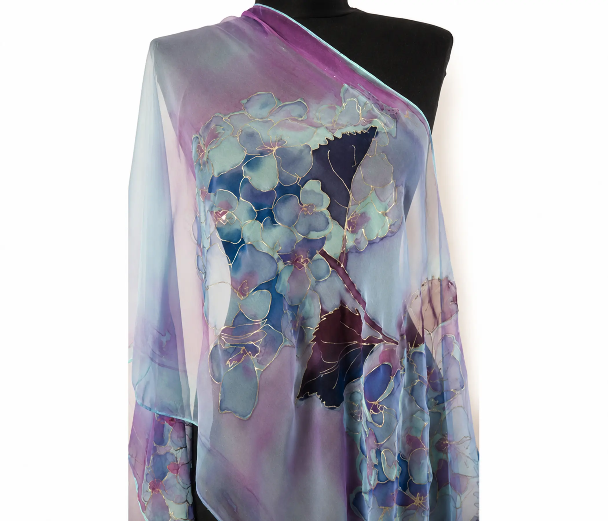 Lavender Floral Hand Painted Scarf